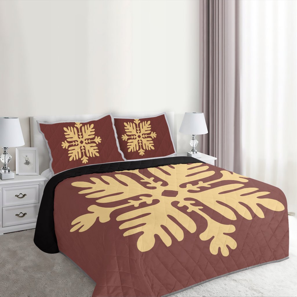 Hawaiian Royal Pattern Quilt Bed Set - Coral - H2 Style - AH - Polynesian Pride