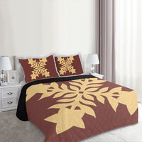 Hawaiian Royal Pattern Quilt Bed Set - Coral - E2 Style - AH - Polynesian Pride