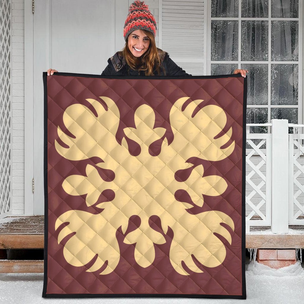 Hawaii Royal Pattern Premium Quilt - Coral - O2 Style - AH - Polynesian Pride