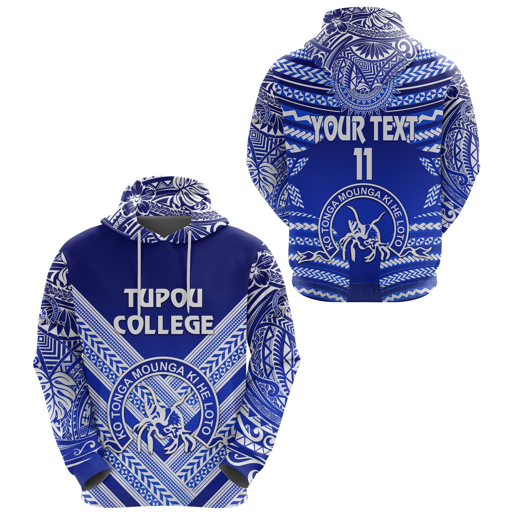 Custom Kolisi Ko Tupou College Tonga Hoodie Creative Style Blue, Custom Text and Number Unisex Blue - Polynesian Pride