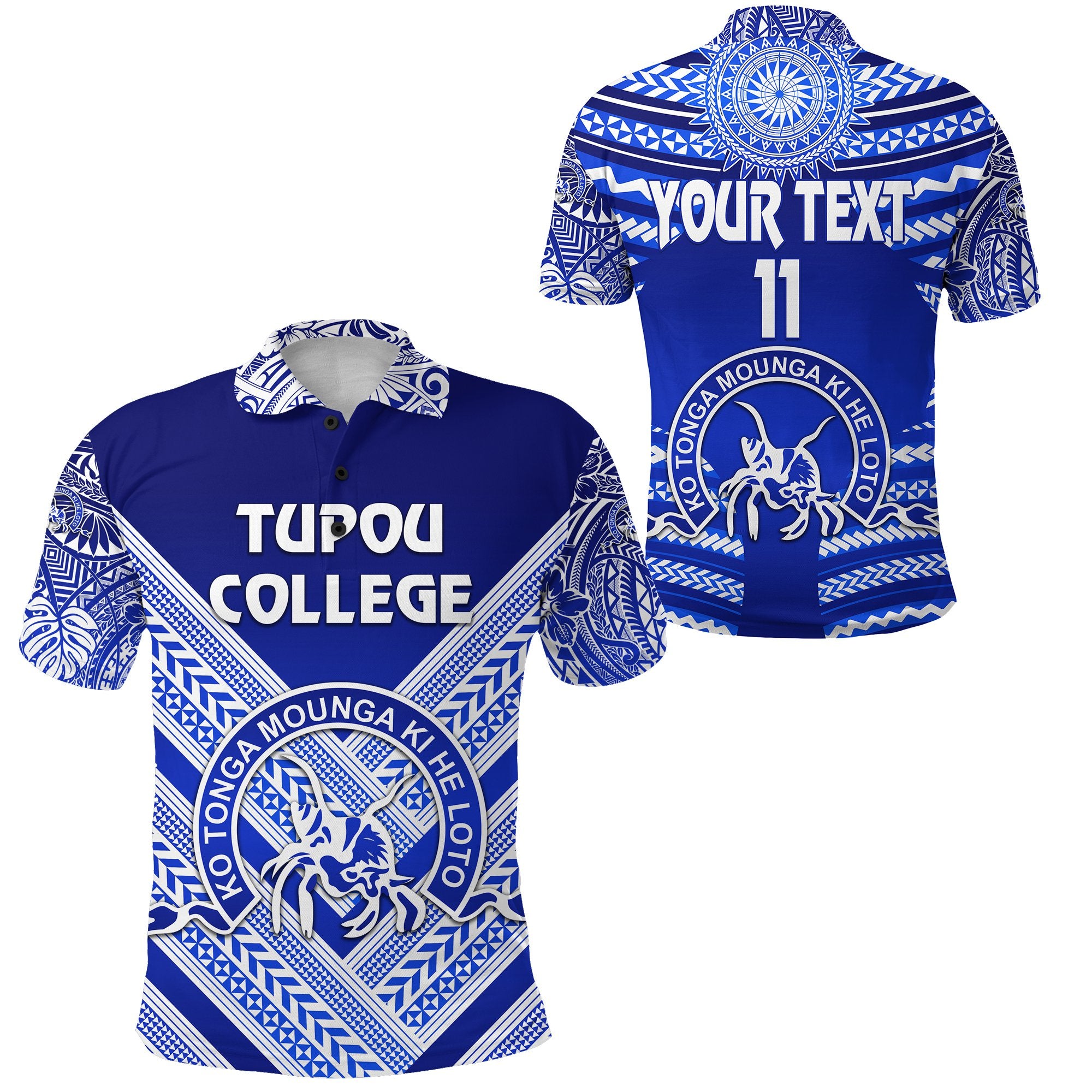 Custom Kolisi Ko Tupou College Tonga Polo Shirt Creative Style Blue, Custom Text and Number Unisex Blue - Polynesian Pride
