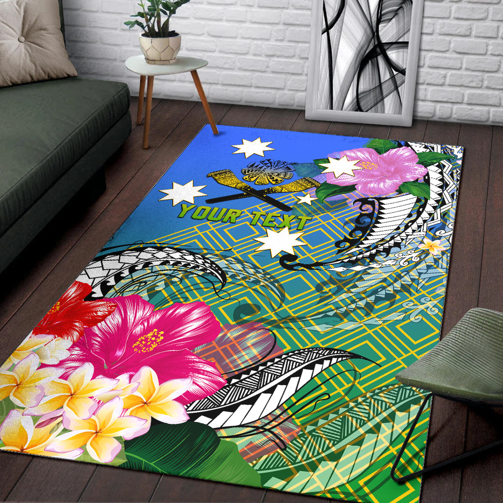(Custom Personalised) South Sea Islanders Kanakas Hibiscus Polynesia Area Rug - LT2 BLUE - Polynesian Pride