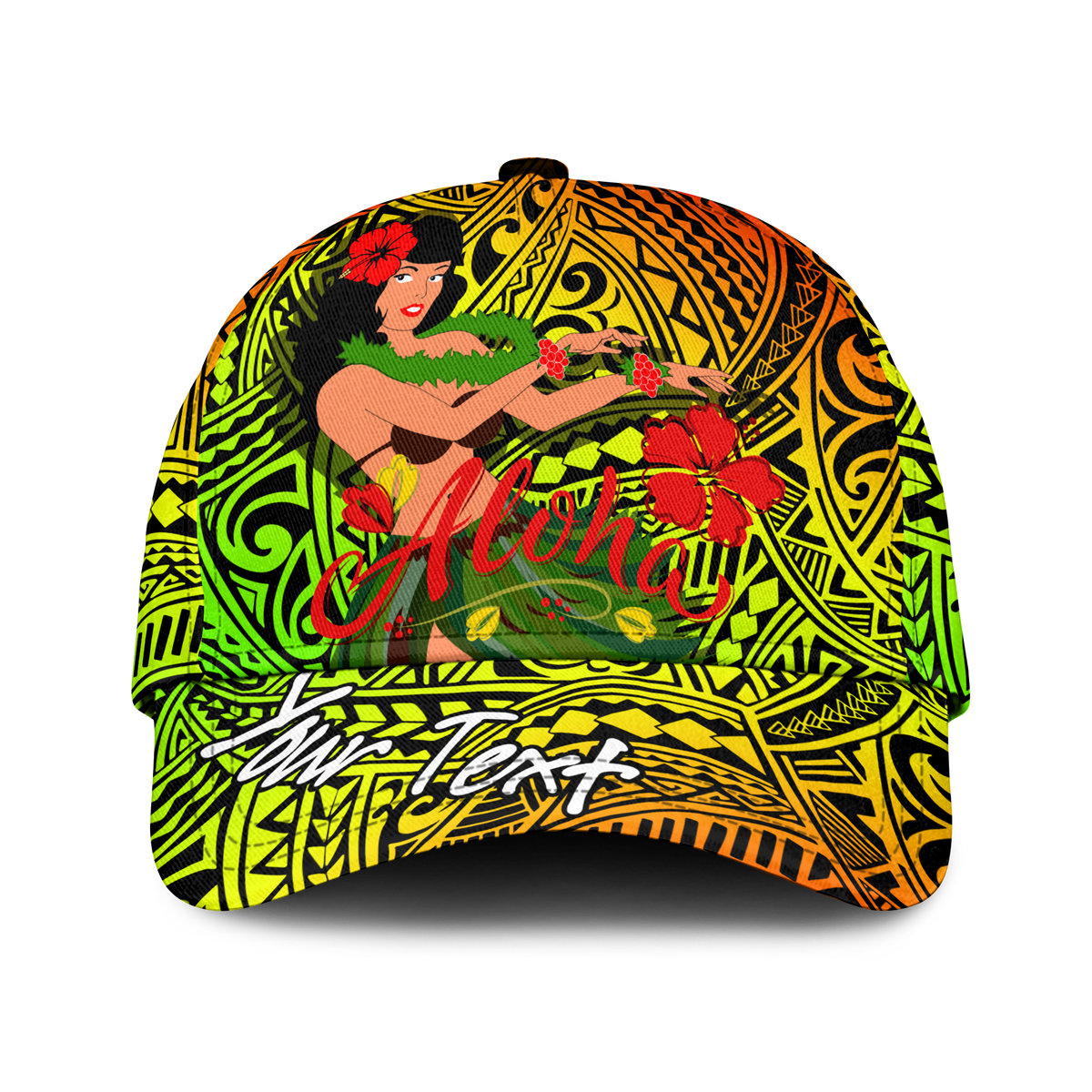 (Custom Personalised) Hawaii Hula Girl Reggae Cap - LT2 - Polynesian Pride