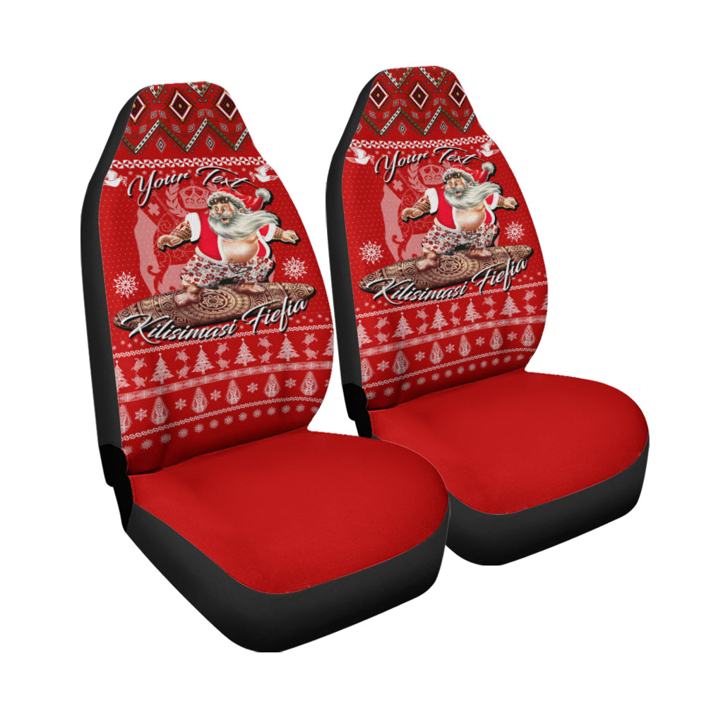 (Custom Personalised) Tonga Christmas - Kilisimasi Fiefia Santas Polynesia Car Seat Covers - LT2 One Size RED - Polynesian Pride