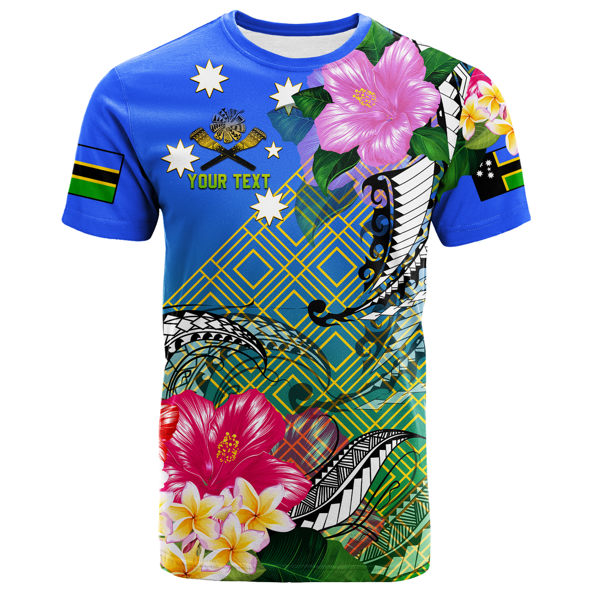 Custom South Sea Islanders Kanakas Hibiscus Polynesia T Shirt LT2 BLUE - Polynesian Pride
