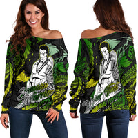 (Custom Personalised) Samoan Warrior Pride Samoa Polynesia Women Off Shoulder Sweater - LT2 - Polynesian Pride