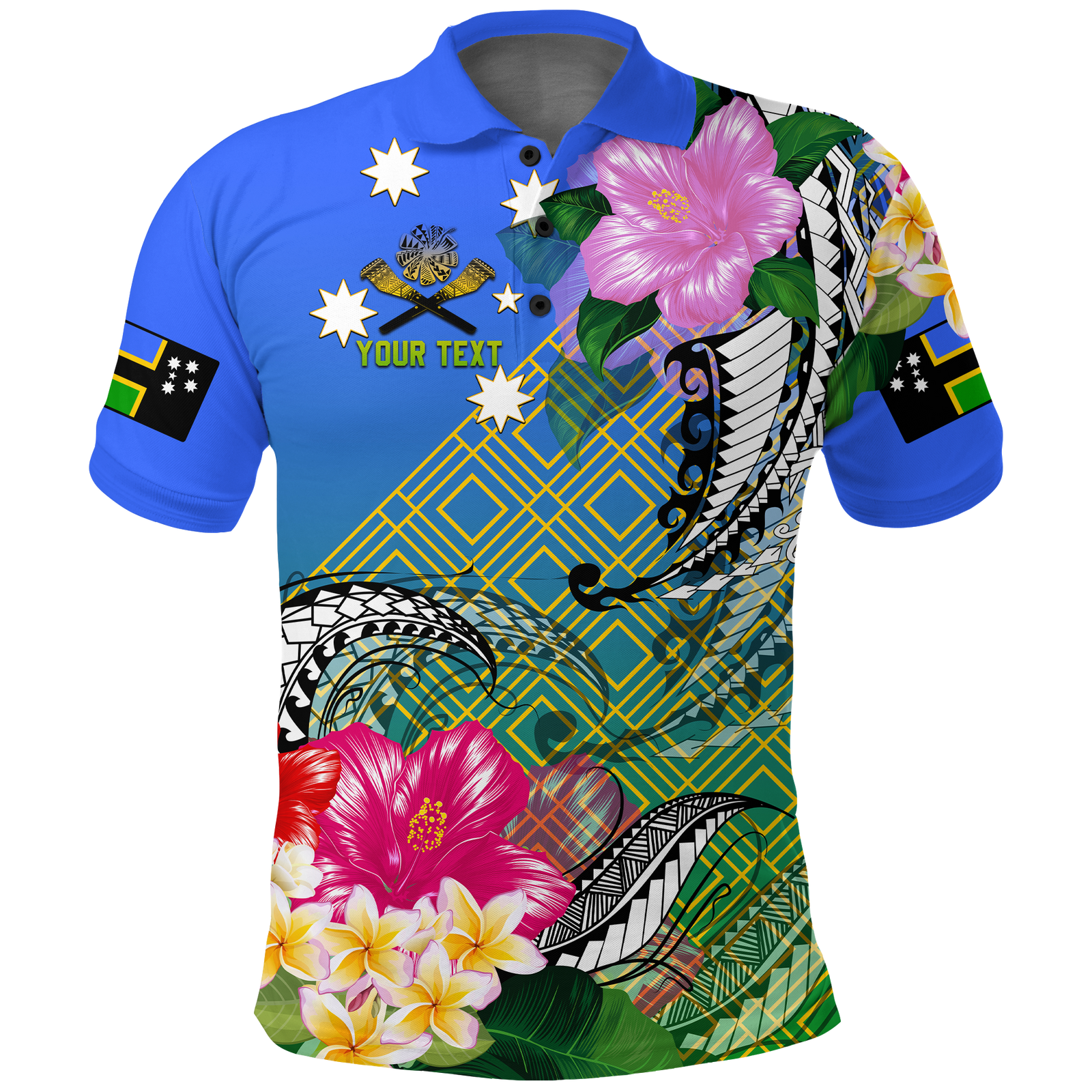 Custom South Sea Islanders Kanakas Hibiscus Polynesia Polo Shirt LT2 BLUE - Polynesian Pride