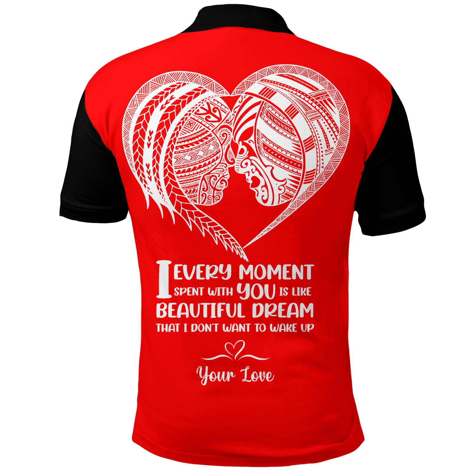 Custom Fiji Valentine Couple Heart Polo Shirt LT2 RED - Polynesian Pride