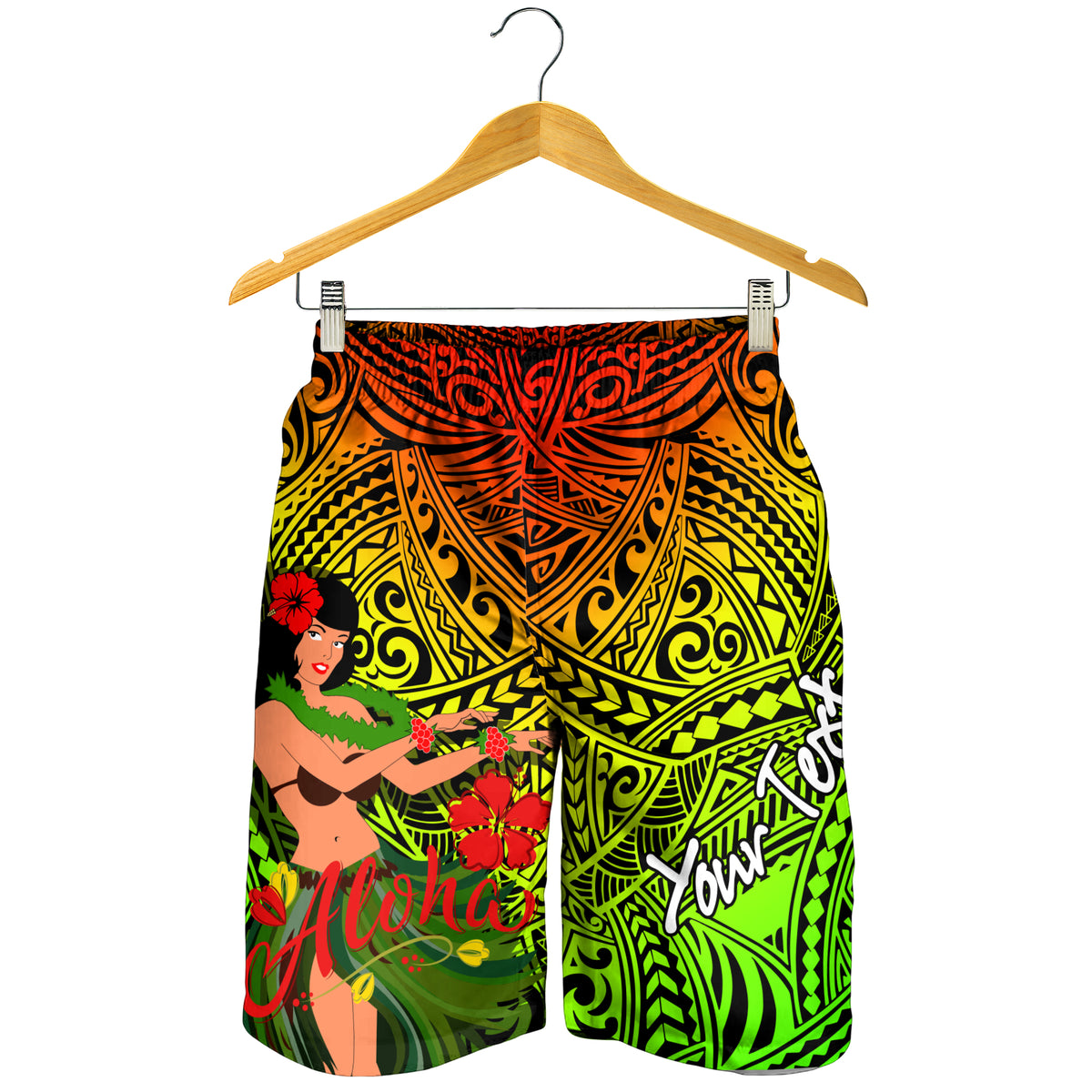 (Custom Personalised) Hawaii Hula Girl Reggae Men Short - LT2 - Polynesian Pride