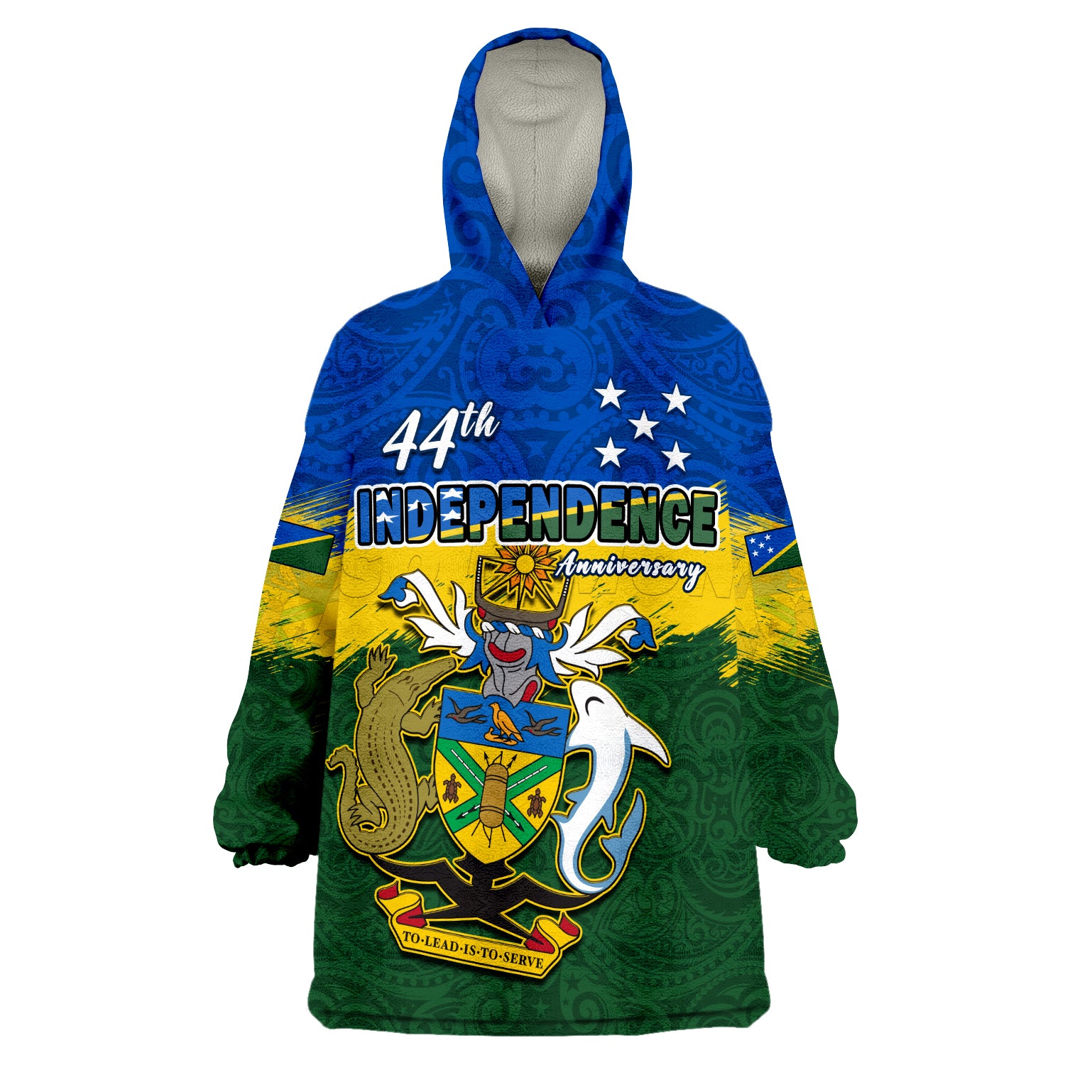 (Custom Personalised) Solomon Islands Happy 44th Independence Anniversary Polynesian Pattern Wearable Blanket Hoodie LT14 Unisex One Size - Polynesian Pride