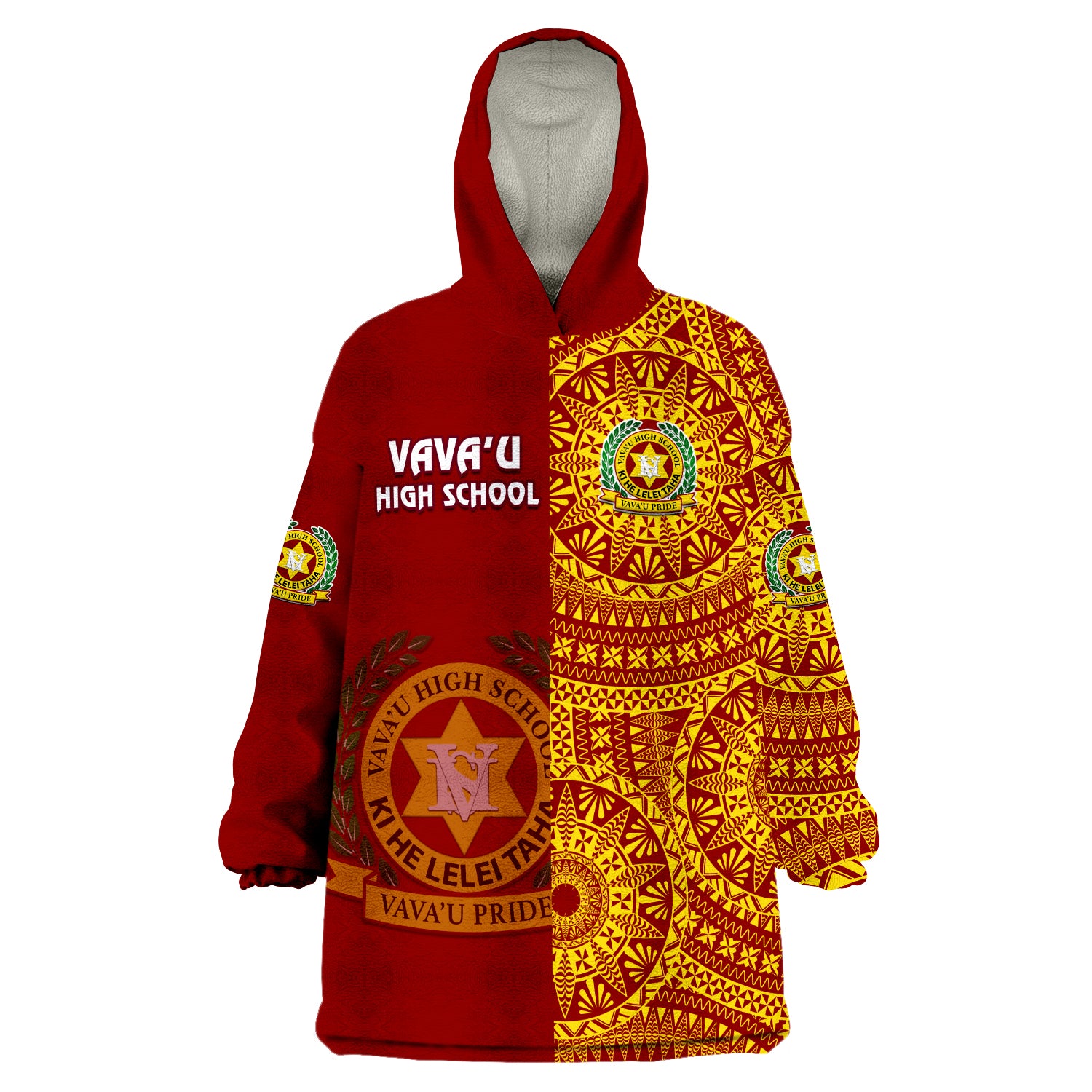 (Custom Personalised) Tonga Vavau High School Tongan Ngatu Pattern Wearable Blanket Hoodie LT14 Unisex One Size - Polynesian Pride