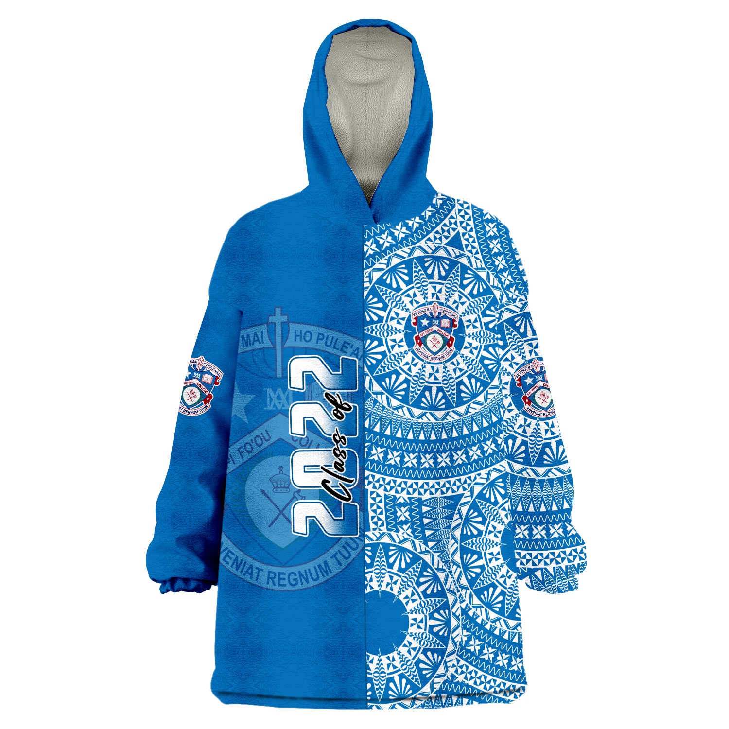 (Custom Text And Number) Apifoou Tonga College Class Of Year Tongan Ngatu Pattern Wearable Blanket Hoodie LT14 Unisex One Size - Polynesian Pride