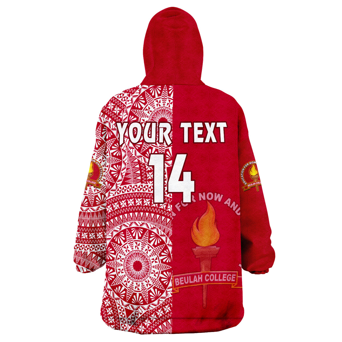 (Custom Text And Number) Beulah Tonga College Class Of Year Tongan Ngatu Pattern Wearable Blanket Hoodie LT14 - Polynesian Pride