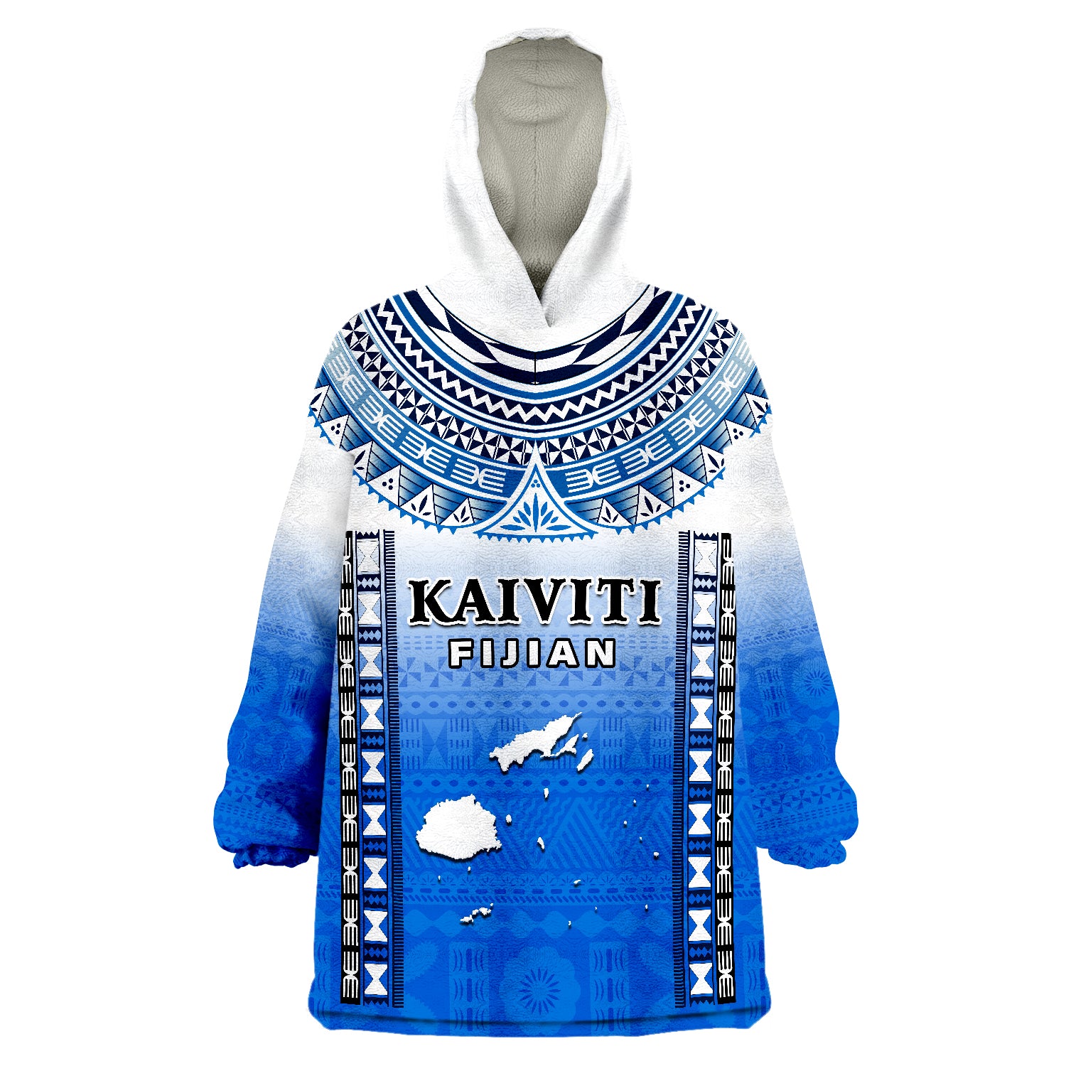 Custom Text And Number Fiji Kaiviti Fijian Special Tapa Pattern Wearable Blanket Hoodie LT14 Unisex One Size - Polynesian Pride