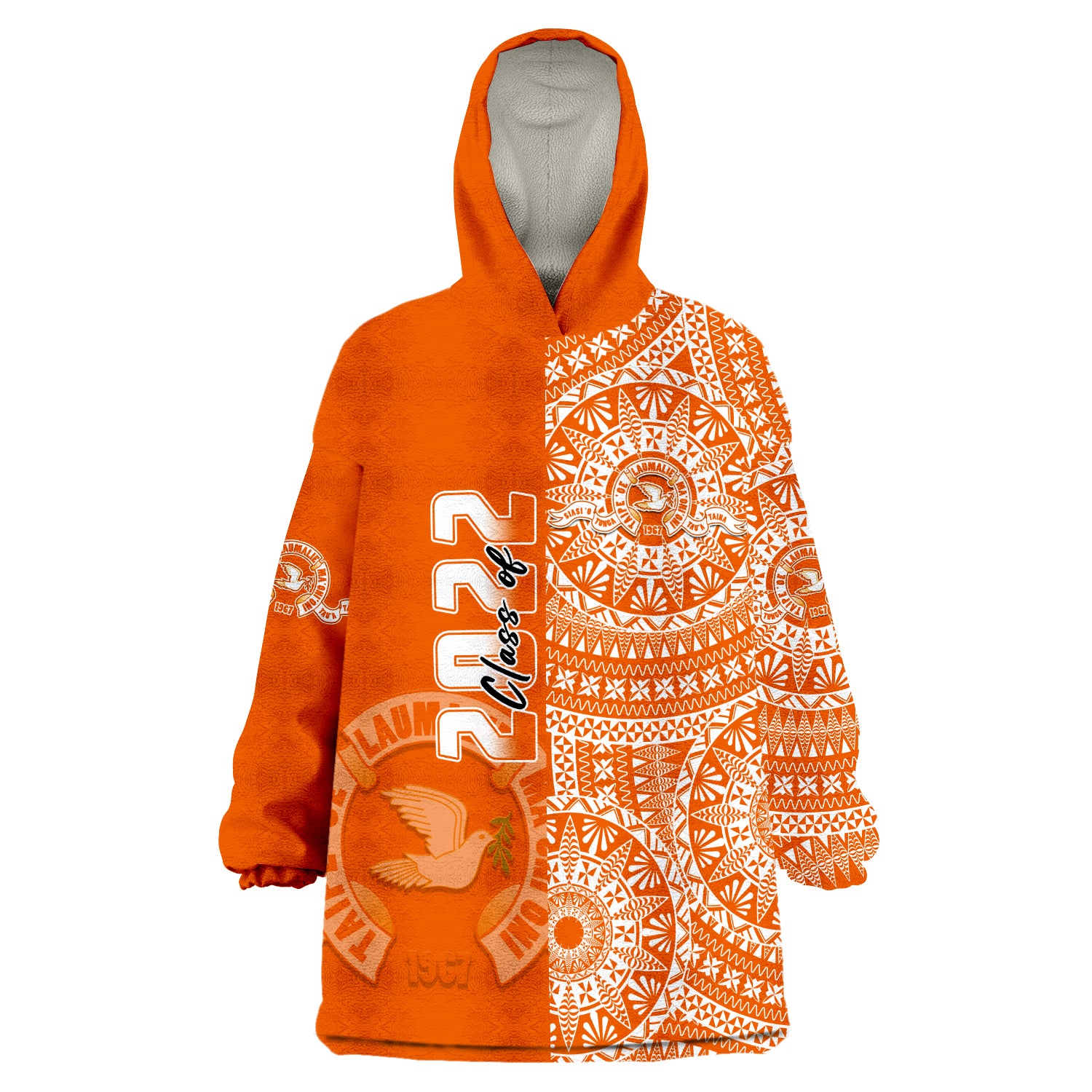 (Custom Text And Number) Tailulu Tonga College Class Of Year Tongan Ngatu Pattern Wearable Blanket Hoodie LT14 Unisex One Size - Polynesian Pride
