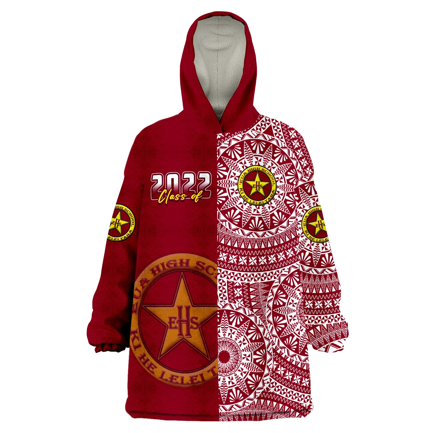 (Custom Text And Number) Tonga Eua High School Class Of Year Tongan Ngatu Pattern Wearable Blanket Hoodie LT14 Unisex One Size - Polynesian Pride