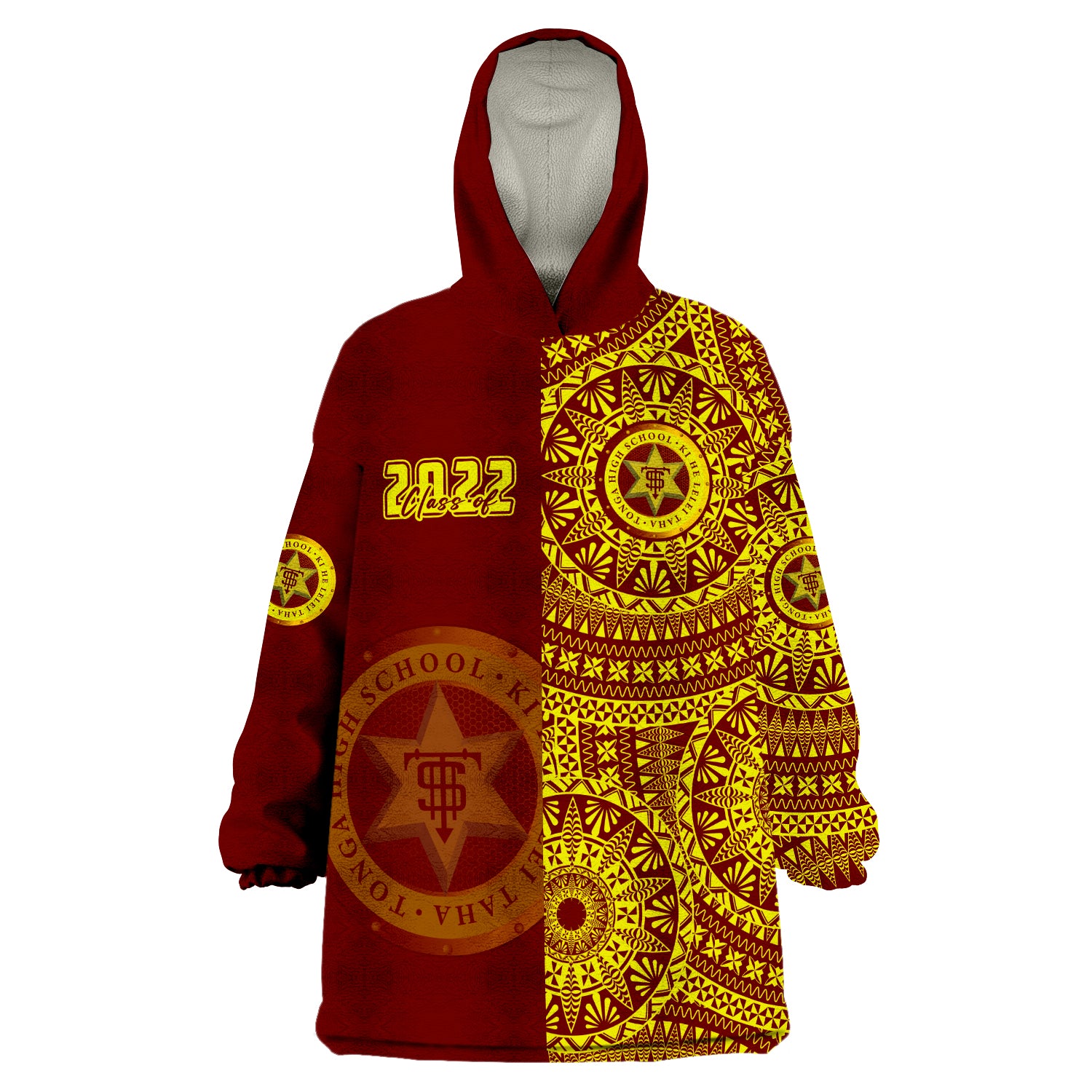 (Custom Text And Number) Tonga High School Class Of Year Tongan Ngatu Pattern Wearable Blanket Hoodie LT14 Unisex One Size - Polynesian Pride
