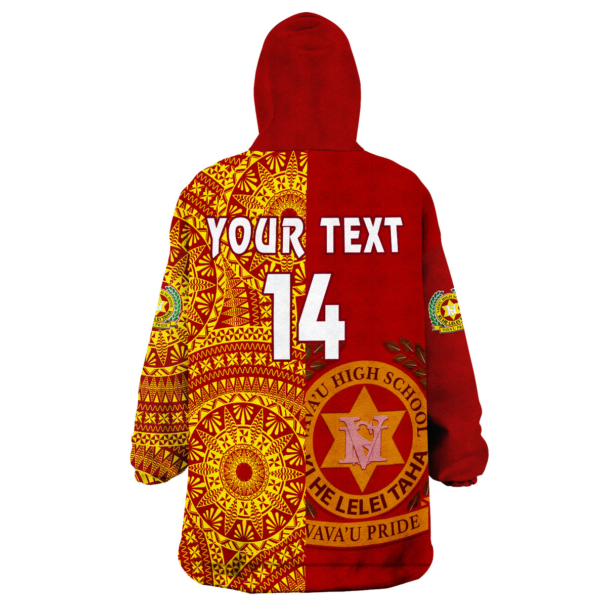 (Custom Text And Number) Tonga Vavau High School Class Of Year Tongan Ngatu Pattern Wearable Blanket Hoodie LT14 - Polynesian Pride