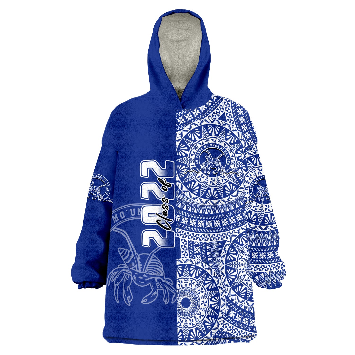(Custom Text And Number) Tupou Tonga College Class Of Year Tongan Ngatu Pattern Wearable Blanket Hoodie LT14 Unisex One Size - Polynesian Pride