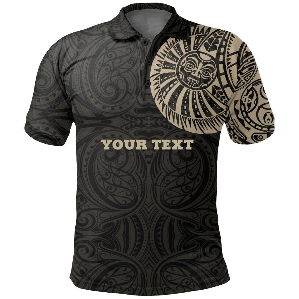 Maori Polo Shirt, Maori Warrior Tattoo Golf Shirts Tan Customized Black - Polynesian Pride