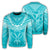 Hawaiian Kanaka Map Football Jersey Sweatshirt - Cyan And White - Roger Style - AH Unisex Cyan - Polynesian Pride