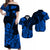 Hawaii Couple Outfits Hawaii Matching Dress and Hawaiian Shirt Polynesia Blue Ukulele Flowers LT13 Blue - Polynesian Pride