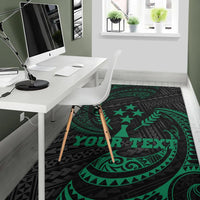 Kosrae Polynesian Custom Personalised Area Rug - Green Tribal Wave - Polynesian Pride
