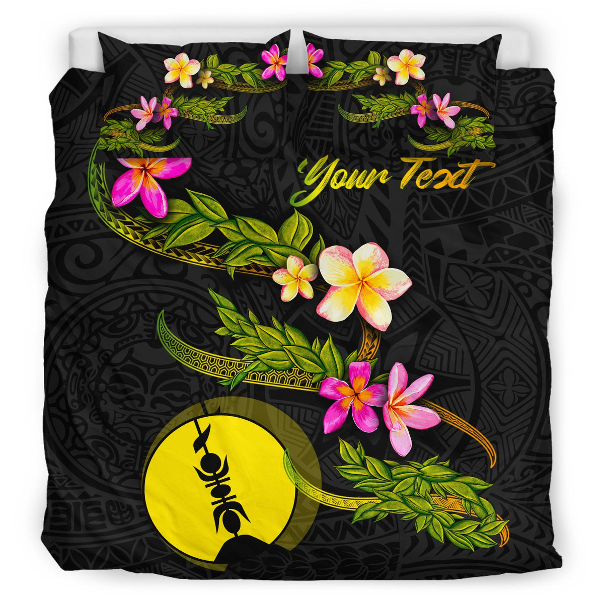 New Caledonia Polynesian Custom Personalised Bedding Set - Plumeria Tribal - Polynesian Pride