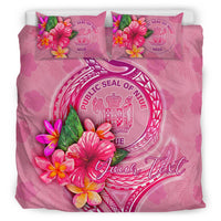 Niue Polynesian Custom Personalised Bedding Set - Floral With Seal Pink - Polynesian Pride