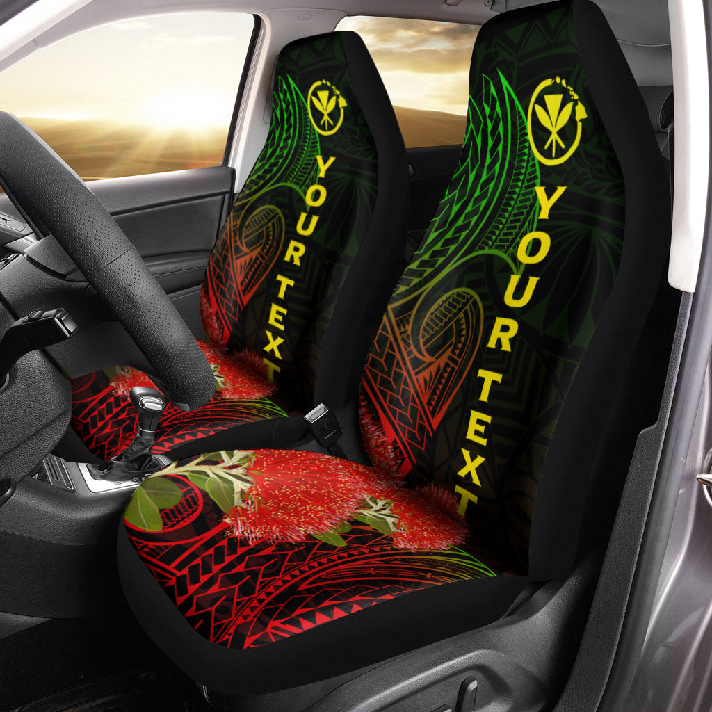 (Custom Personalised) Hawaii Polynesian Car Seat Covers - Ohia Lehua - LT12 Universal Fit Black - Polynesian Pride