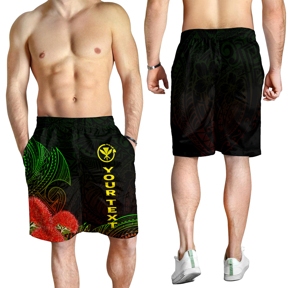 (Custom Personalised) Hawaii Polynesian Men's Short - Ohia Lehua - LT12 - Polynesian Pride