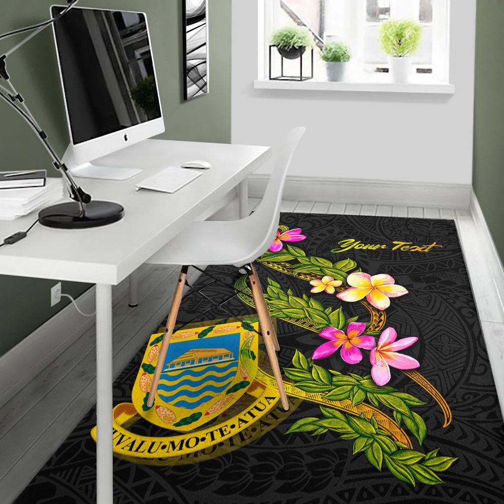 Tuvalu Polynesian Custom Personalised Area Rug - Plumeria Tribal - Polynesian Pride
