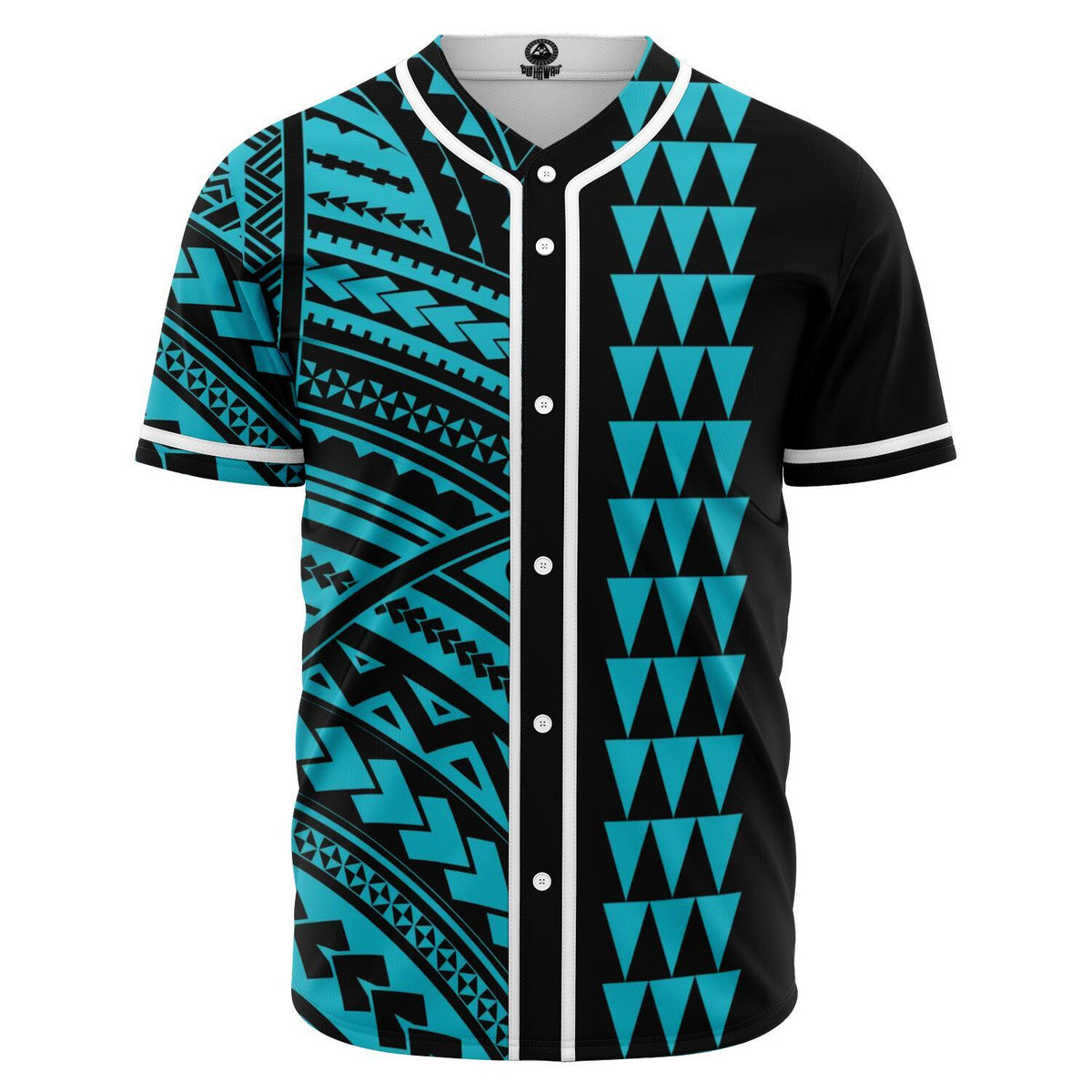 Hawaii Polynesian Kakau Baseball Jersey - Freestyle - Blue Blue - Polynesian Pride