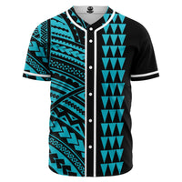 Hawaii Polynesian Kakau Baseball Jersey - Freestyle - Blue Blue - Polynesian Pride