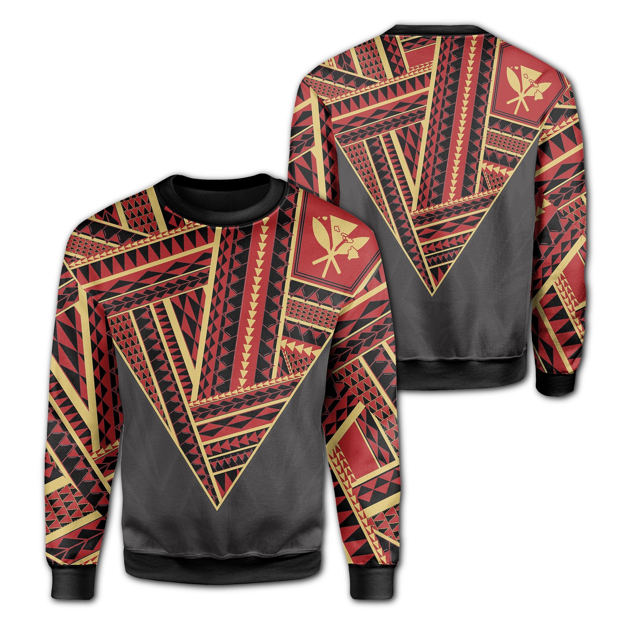 Hawaii Sweatshirt - Football Jersey Style - Grey And Red - AH Unisex Gray - Polynesian Pride