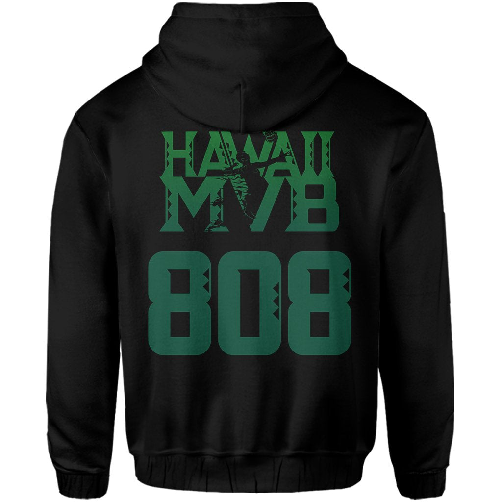 Volleyball Sport Kakau Hawaii Hoodie Black - Polynesian Pride
