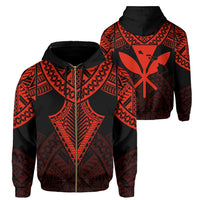 Hawaii Polynesian Hoodie Limited (Zip up) Tab Style Red Unisex Art - Polynesian Pride