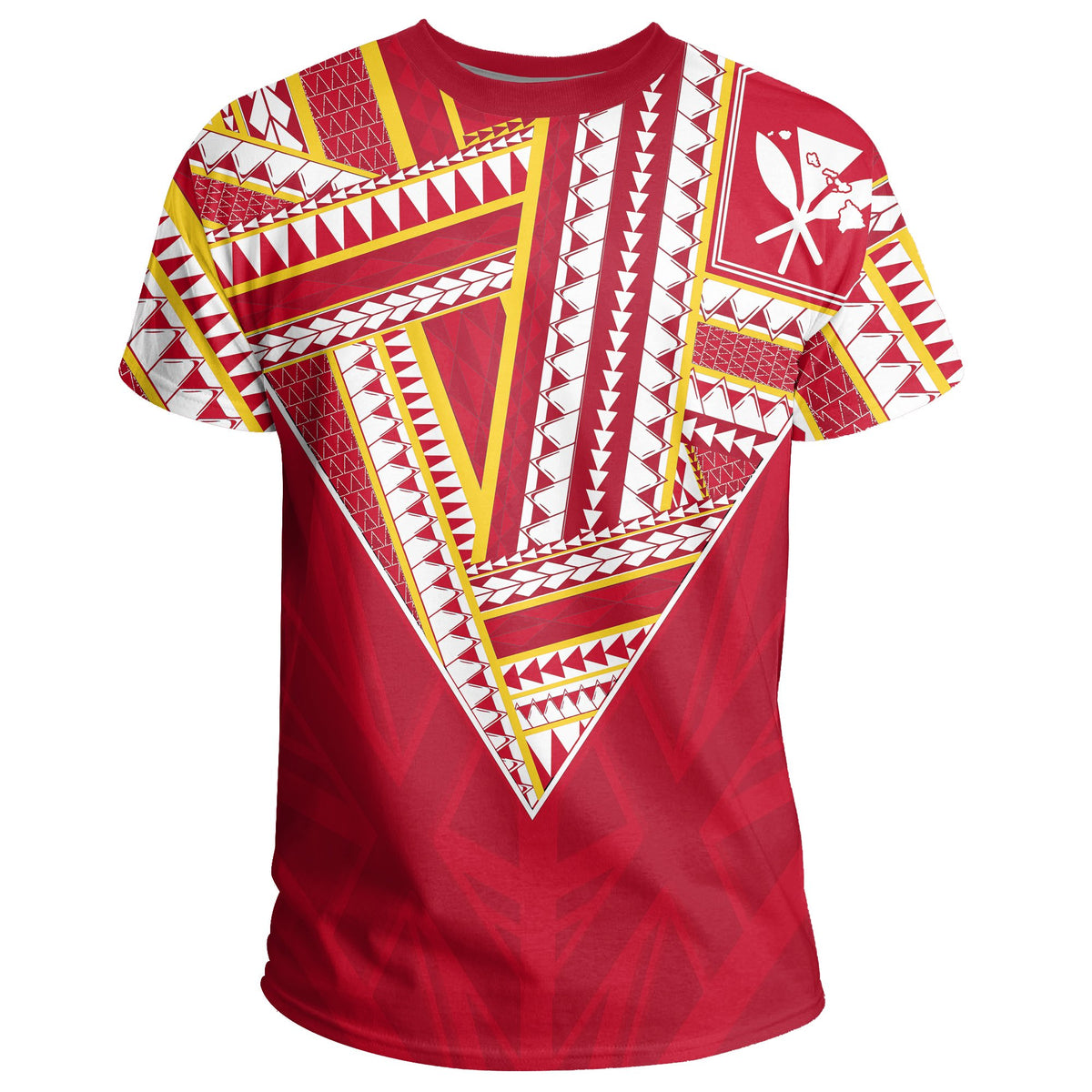 Hawaii T Shirt Football Jersey Style Red and White - Polynesian Pride