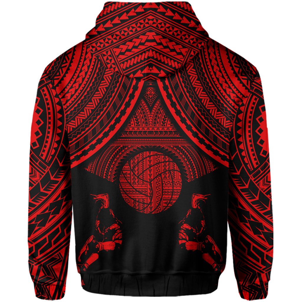 Polynesian Volleyball Hawaii Zip Hoodie Red - Polynesian Pride