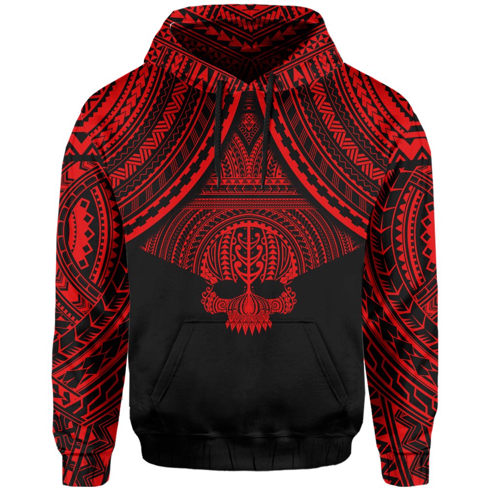 Polynesian Skull Hawaii Hoodie Red Circle Style - Polynesian Pride