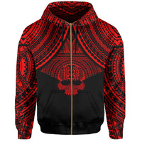 Polynesian Skull Hawaii Zip Hoodie Red Circle Style - Polynesian Pride