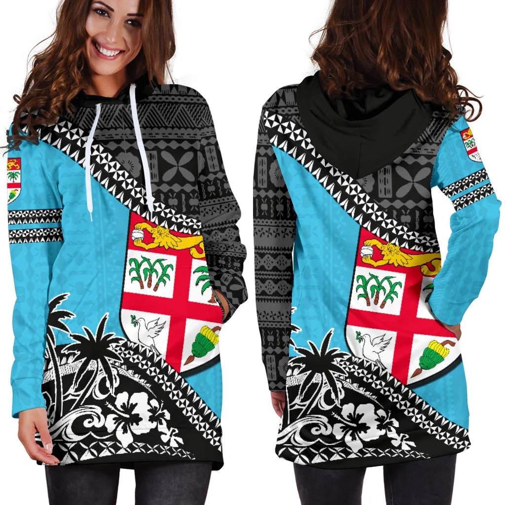 Fiji Hoodie Dress - Fiji Flag Fall In The Wave K9 - Polynesian Pride