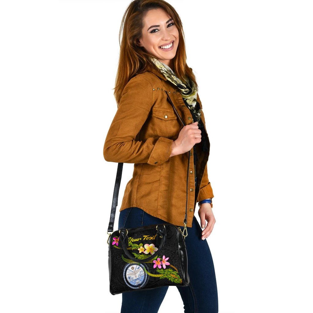Marshall Islands Polynesian Custom Personalised Shoulder Handbag - Plumeria Tribal - Polynesian Pride