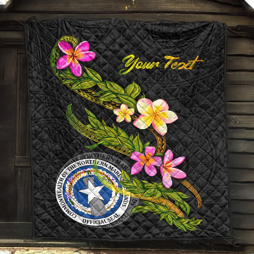 Northern Mariana Islands Polynesian Custom Personalised Quilt - Plumeria Tribal - Polynesian Pride