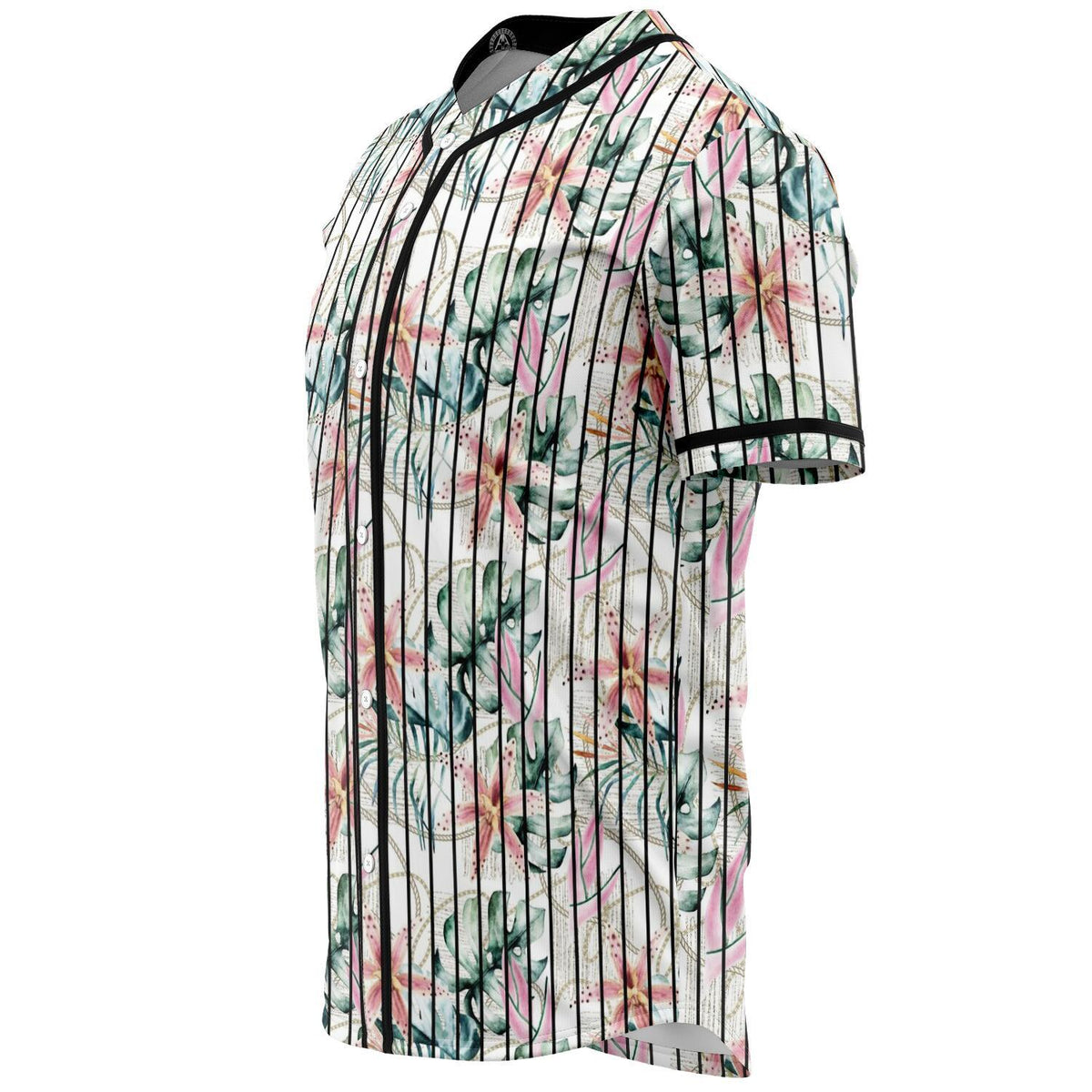 Tropical Pattern With Orchids, Leaves And Gold Chains Baseball Jersey - Polynesian Pride
