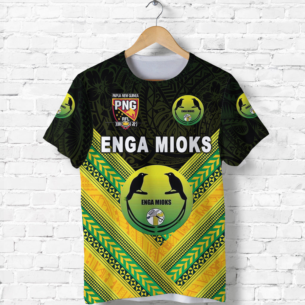 Custom Papua New Guinea Enga Mioks T Shirt Rugby Original Style Black, Custom Text and Number LT8 - Polynesian Pride