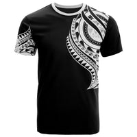 Papua New Guinea T Shirt Papua New Guinea Tatau White Patterns With Coat Of Arms Unisex Black - Polynesian Pride