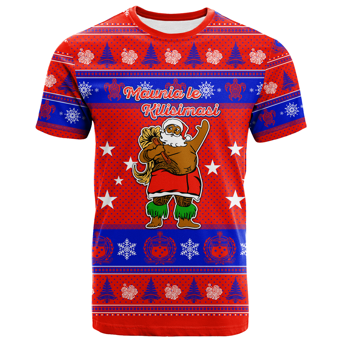 Samoa Christmas Maunia Le Kilisimasi Santa Polynesia Tatoo T Shirt LT2 RED - Polynesian Pride