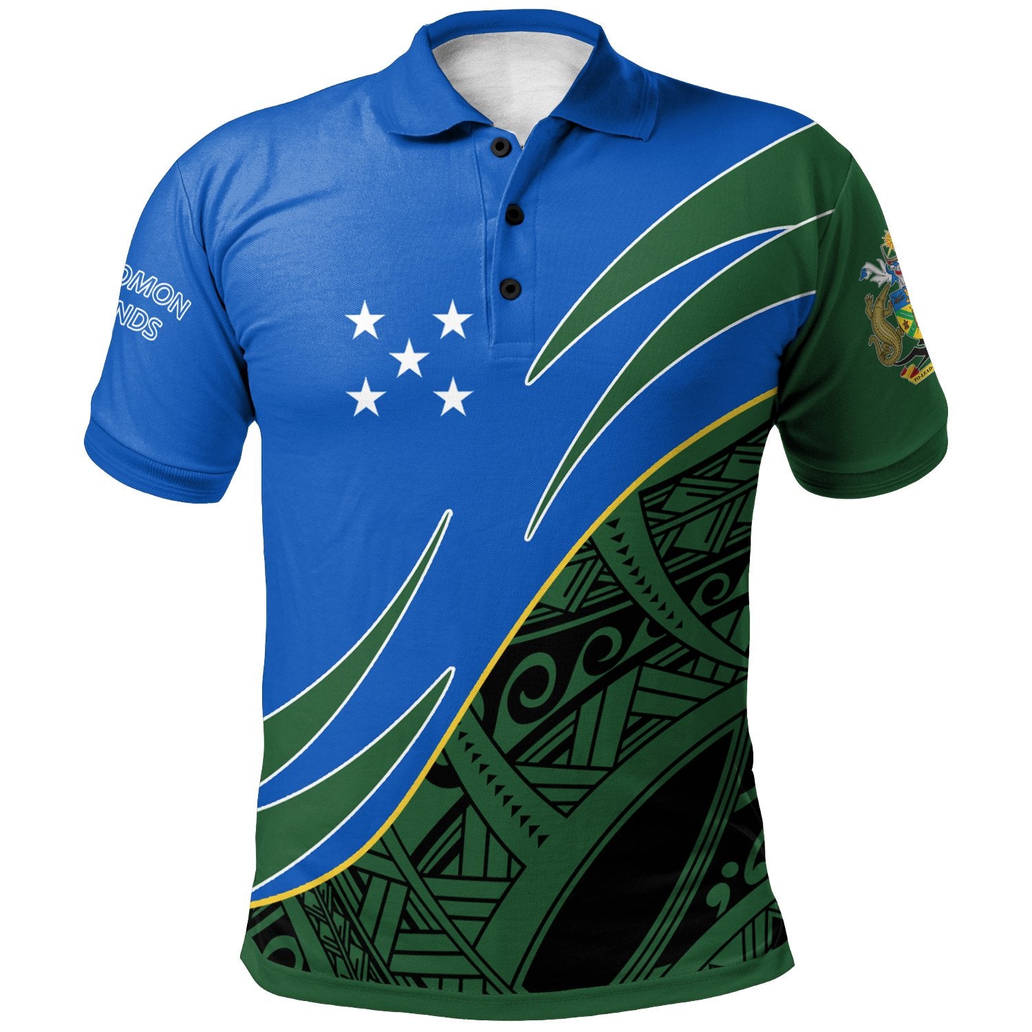 Solomon Islands Polo Shirt Symmetrical Lines Unisex Blue - Polynesian Pride