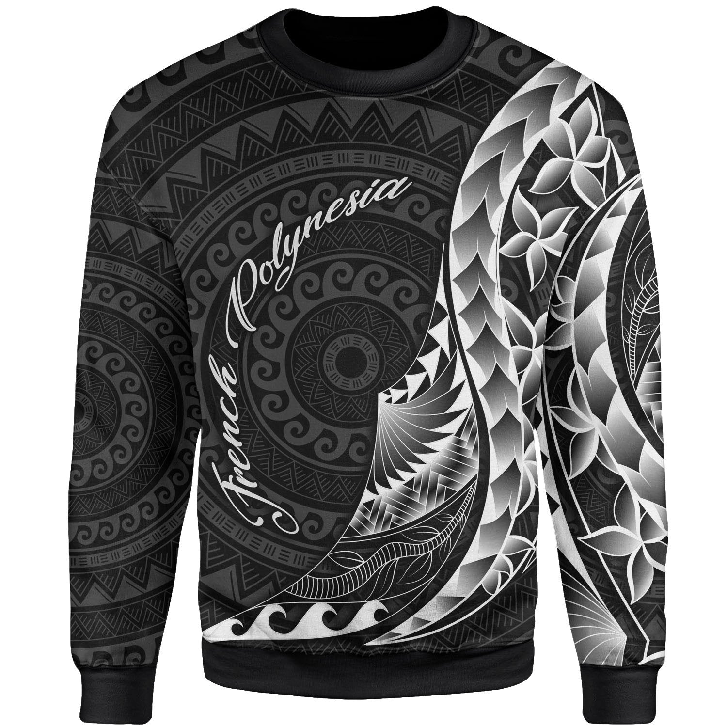 French Polynesia Sweatshirt - Polynesian Pattern Style Unisex Black - Polynesian Pride